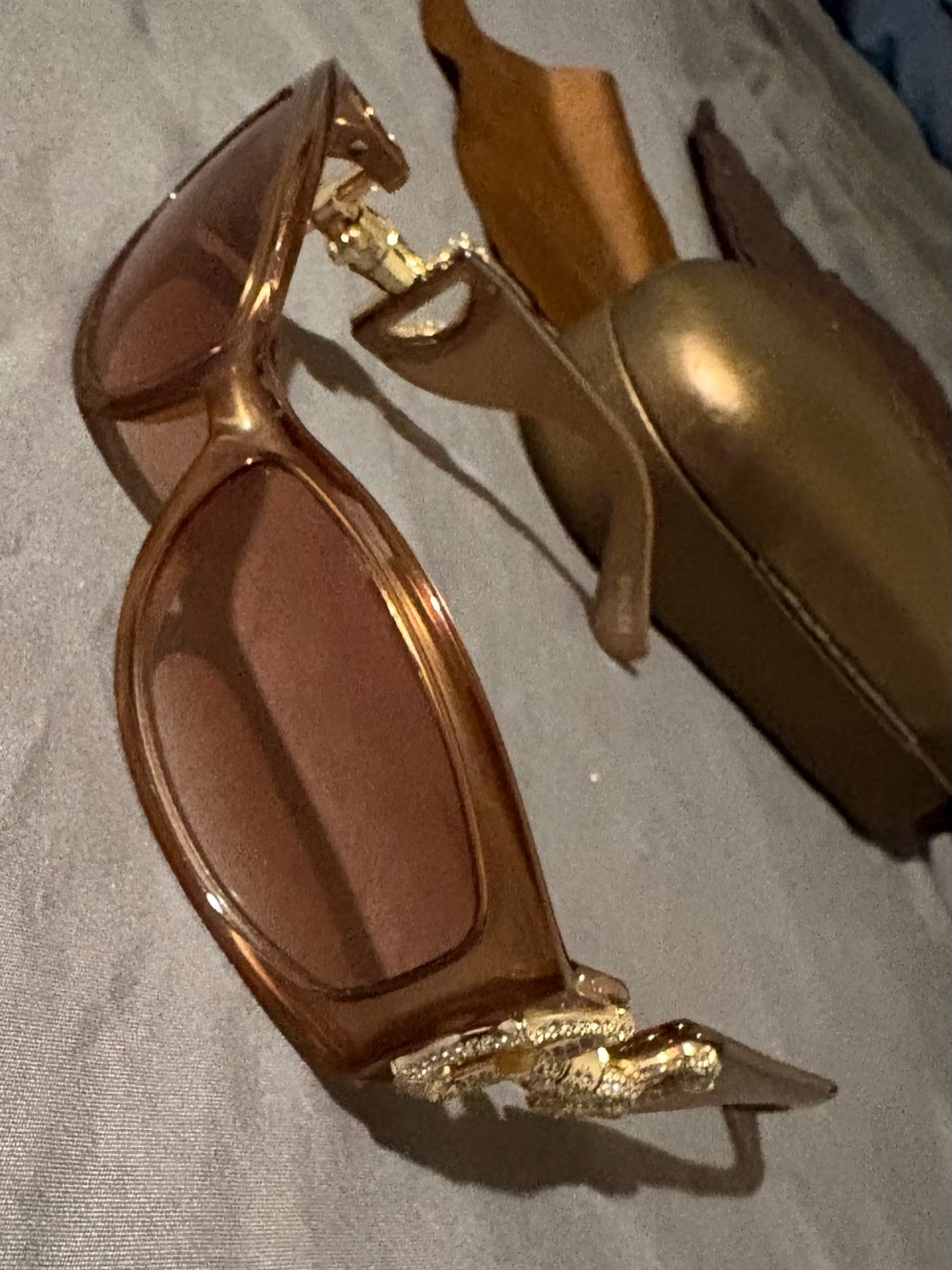 Gucci Women's Small size Brown Sunglasses with Gold Accent